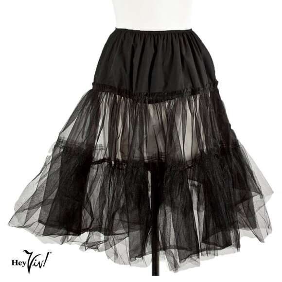 Adult Black Net Crinoline Petticoat 50s Style W26-36" Size M/L - Hey Viv - Picture 2 of 3